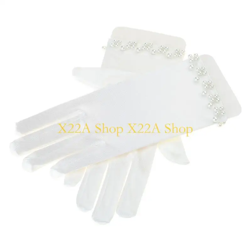Unique Satin Gloves Wrist Length Gloves Mittens Courtesy Summer Gloves for Wedding