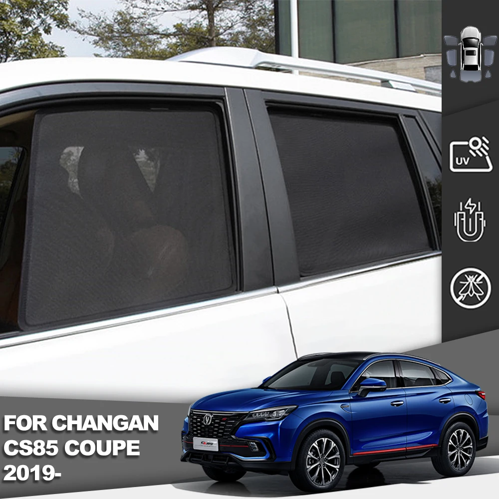 واقي شمس مغناطيسي للسيارة لسيارة Changan CS85 كوبيه 2019-2024 ستارة الزجاج الأمامي والجانب الخلفي وواقي الشمس لنافذة الطفل