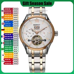 BERNY Men's Automatic Watch Luxury Stainless Steel Case and Strap Wristwatch Reloj Hombre Orologio Mechanical Male Clock