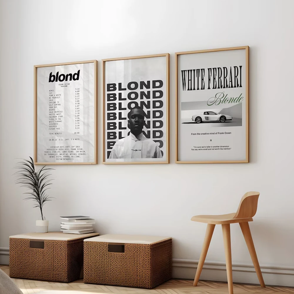 Carteles de pintura en lienzo de Frank Ocean blonde White Ferrari Cars, Rap Hypebeast Album, arte de pared moderno, decoración del hogar para sala de estar