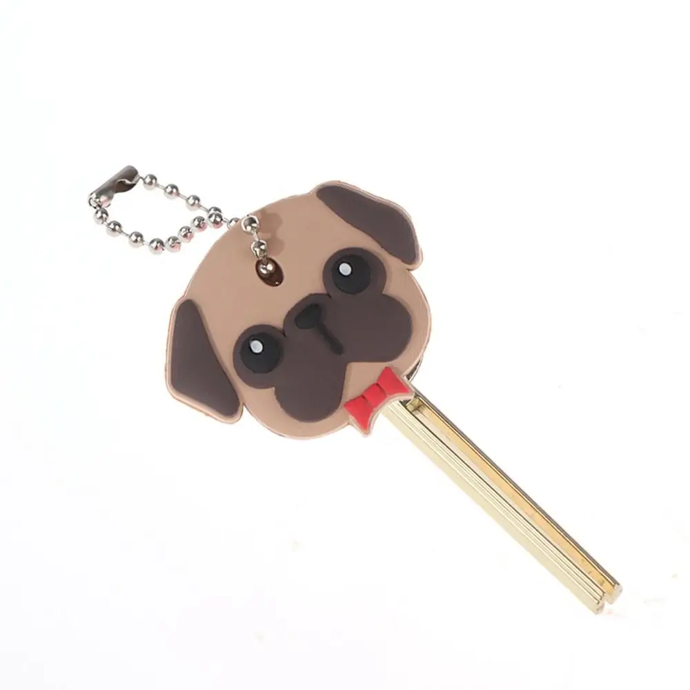 Small PVC Key Protective Case Cartoon Dog Key Dust Cover Animals Shape Key Pendant Coat Keys