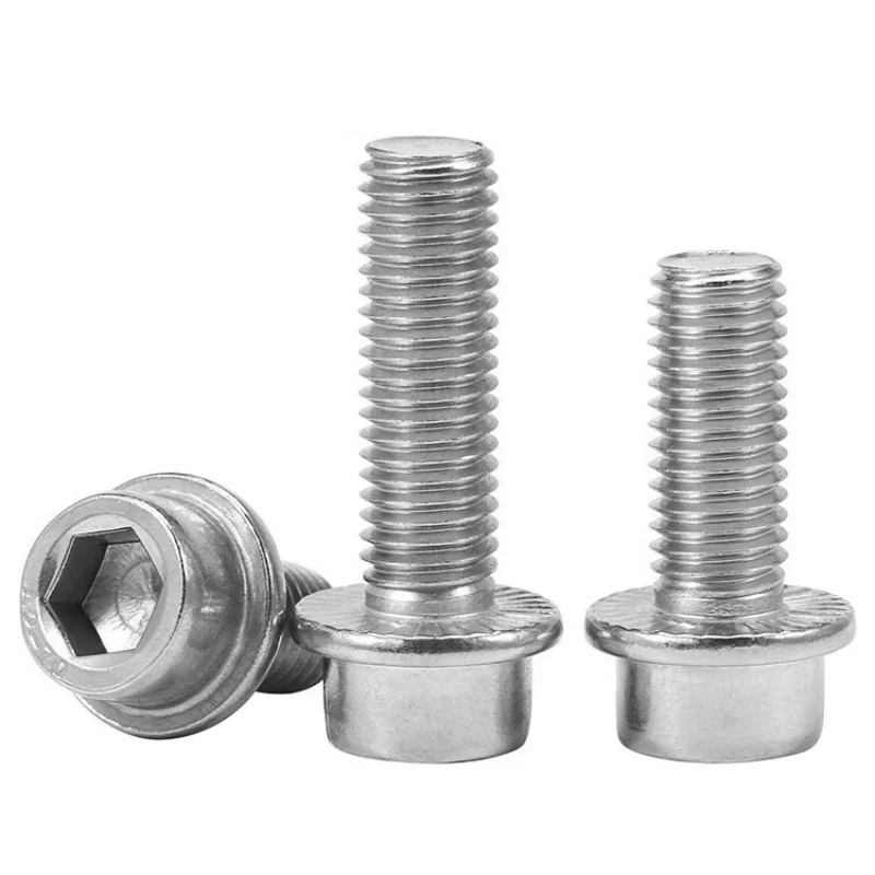 M3 M4 M5 M6 M8 M10 M12 Flange Socket Cap Screw 304 A2 Stainless Steel Allen Cap Bolts With Tooth Flange Pad