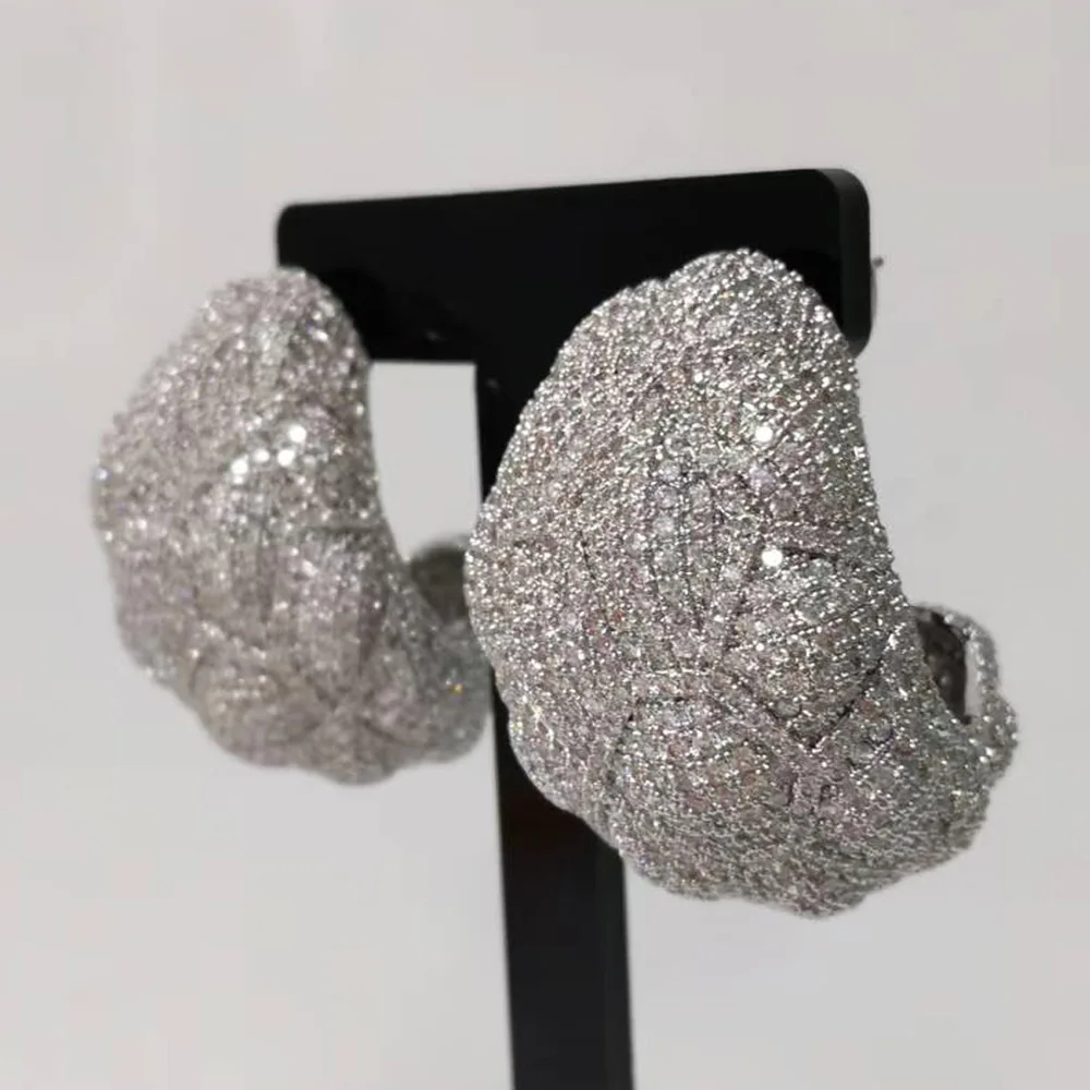 

Missvikki Luxury Romantic Big Charm Earrings Shiny Cubic Zircon Fashion Earrings For Women Bridal Wedding Party Accessories