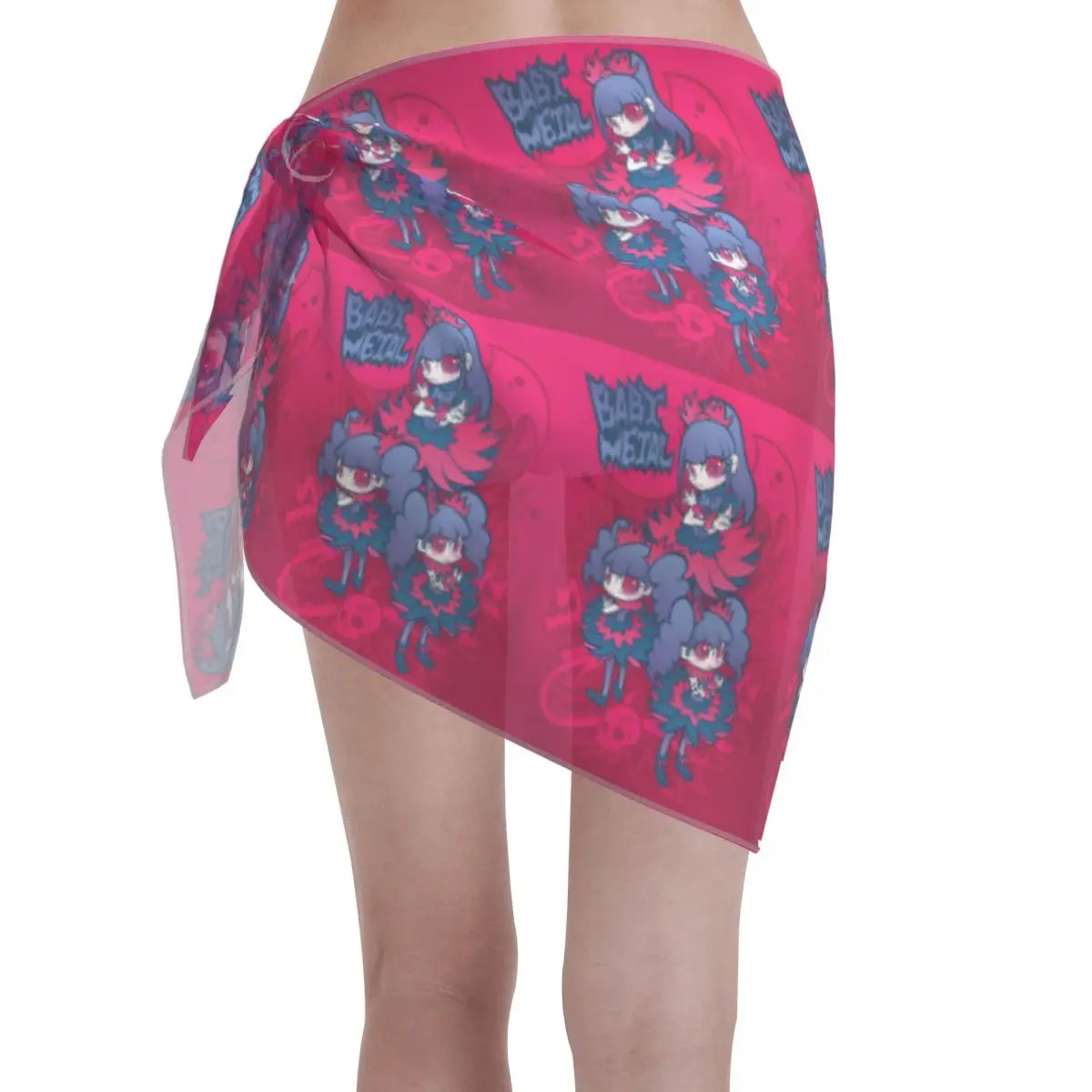 Abito da spiaggia casual babymetal giapponese vintage alla moda personalizzato Decora il metallo Rock Band da donna pareo corto da spiaggia per costumi da bagno