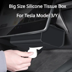 Caja de pañuelos de silicona para Tesla Model 3 Y, reposabrazos trasero para asiento, bolsa de almacenamiento grande oculta detrás de la pantalla, accesorios de Interior de coche 2023