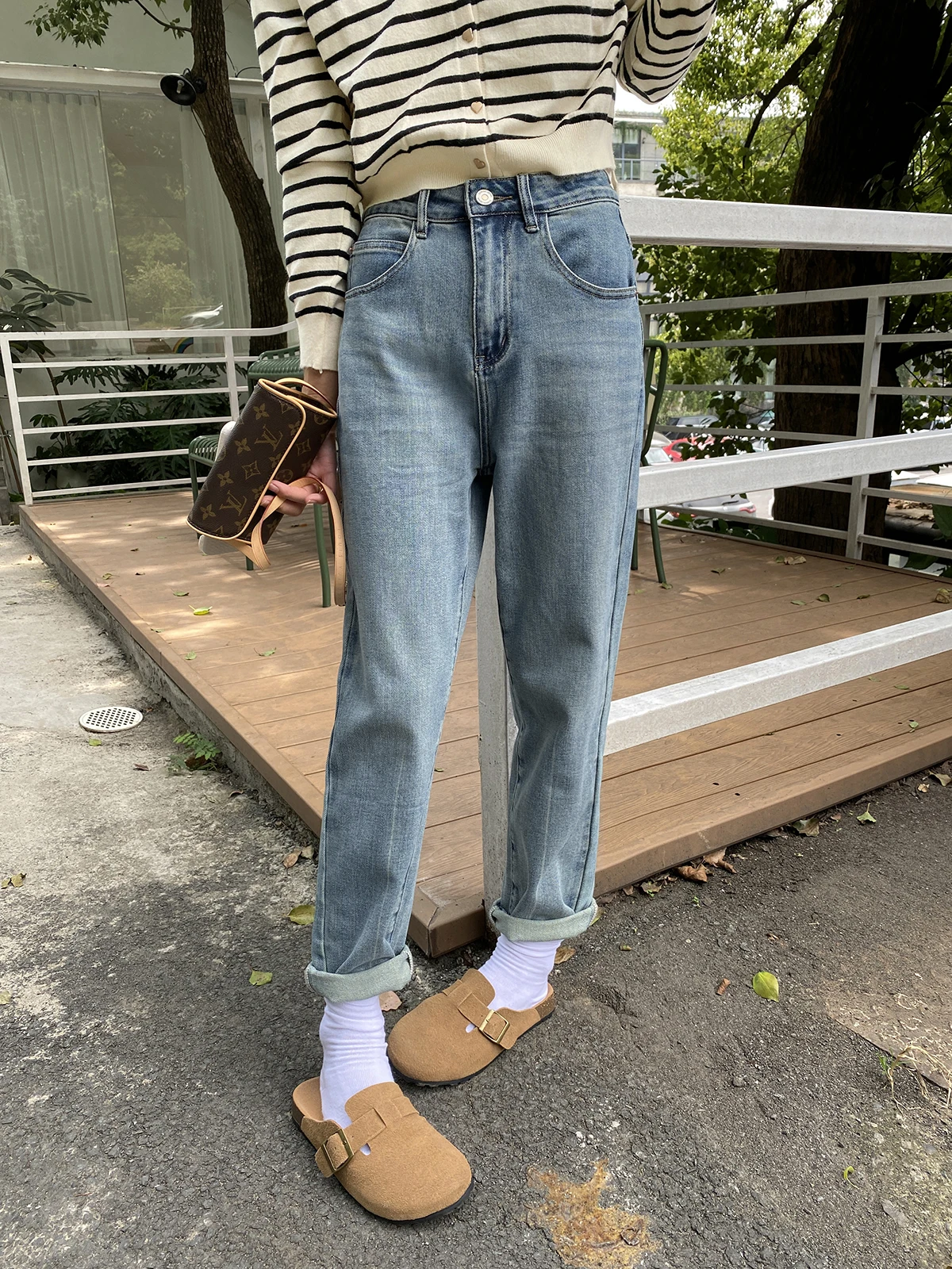 

Джинсы Feelroom женские прямые, повседневные, с высокой талией, стройнящие, из девяти частей, осенние, новые, удобные, эластичные, из денима