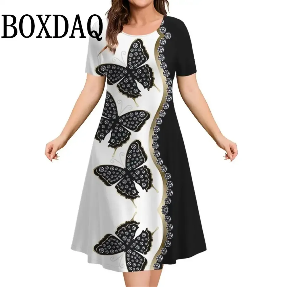 2025 novos vestidos femininos 3d flores padrão impressão manga curta vestido solto casual moda a linha vestido de verão vestidos tamanhos grandes