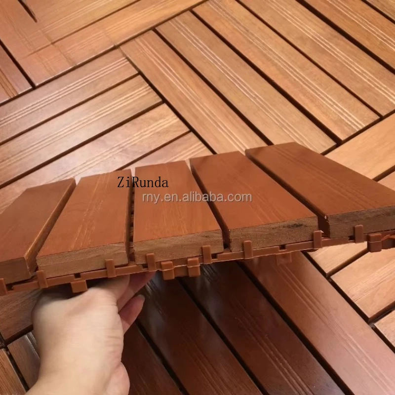 Versión personalizada 300x300 mm Azulejos de piso exterior de madera maciza Azulejos de patio al aire libre