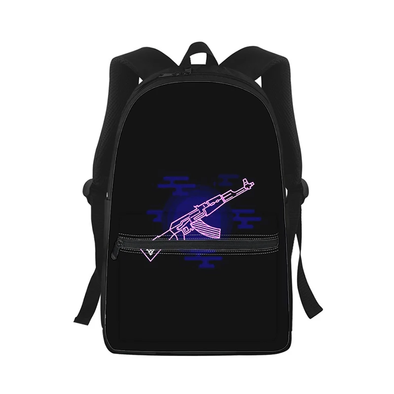 AK47 Pistola BUllets hombres mujeres mochila impresión 3D moda estudiante bolso escolar mochila para ordenador portátil niños bolso de hombro de viaje