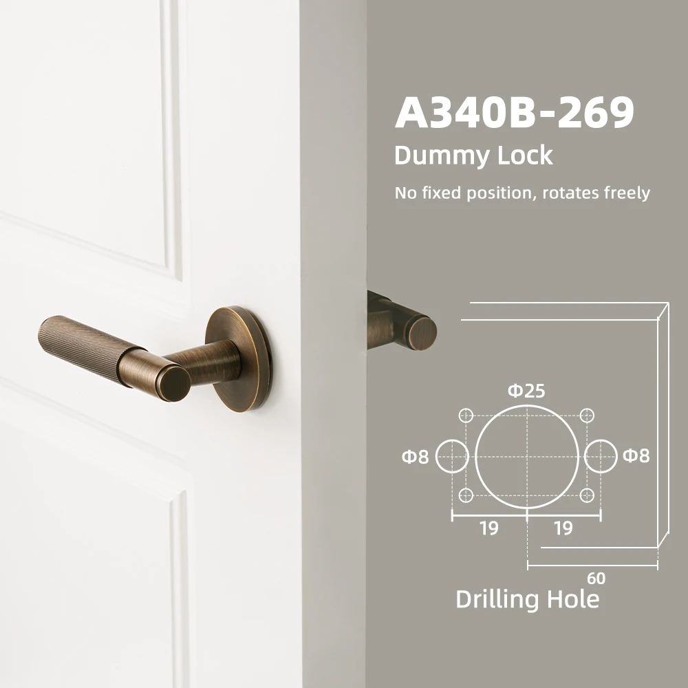 DOOROOM Nieuwe Messing Gekartelde Deurslot Handvat Set Privacy Dummy Zwart Goud Interieur Slaapkamer Badkamer Dubbele Houten Deurhendel Binnen