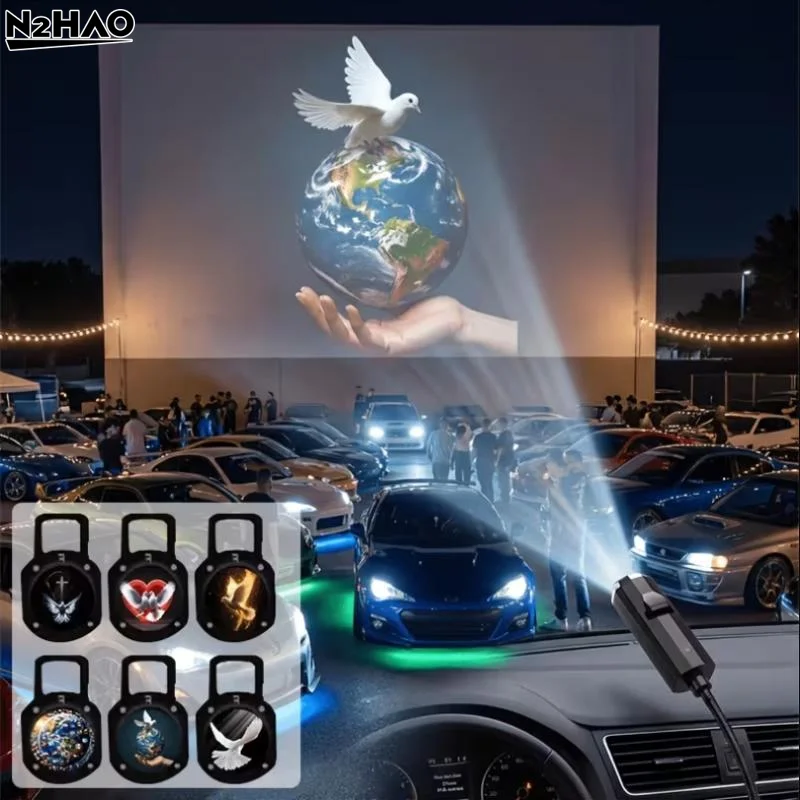 1Set  Creative Butterfly Peace Dove Zodiac Planet Pattern Themes USB Projection Light For Room Ceiling Background Decoration