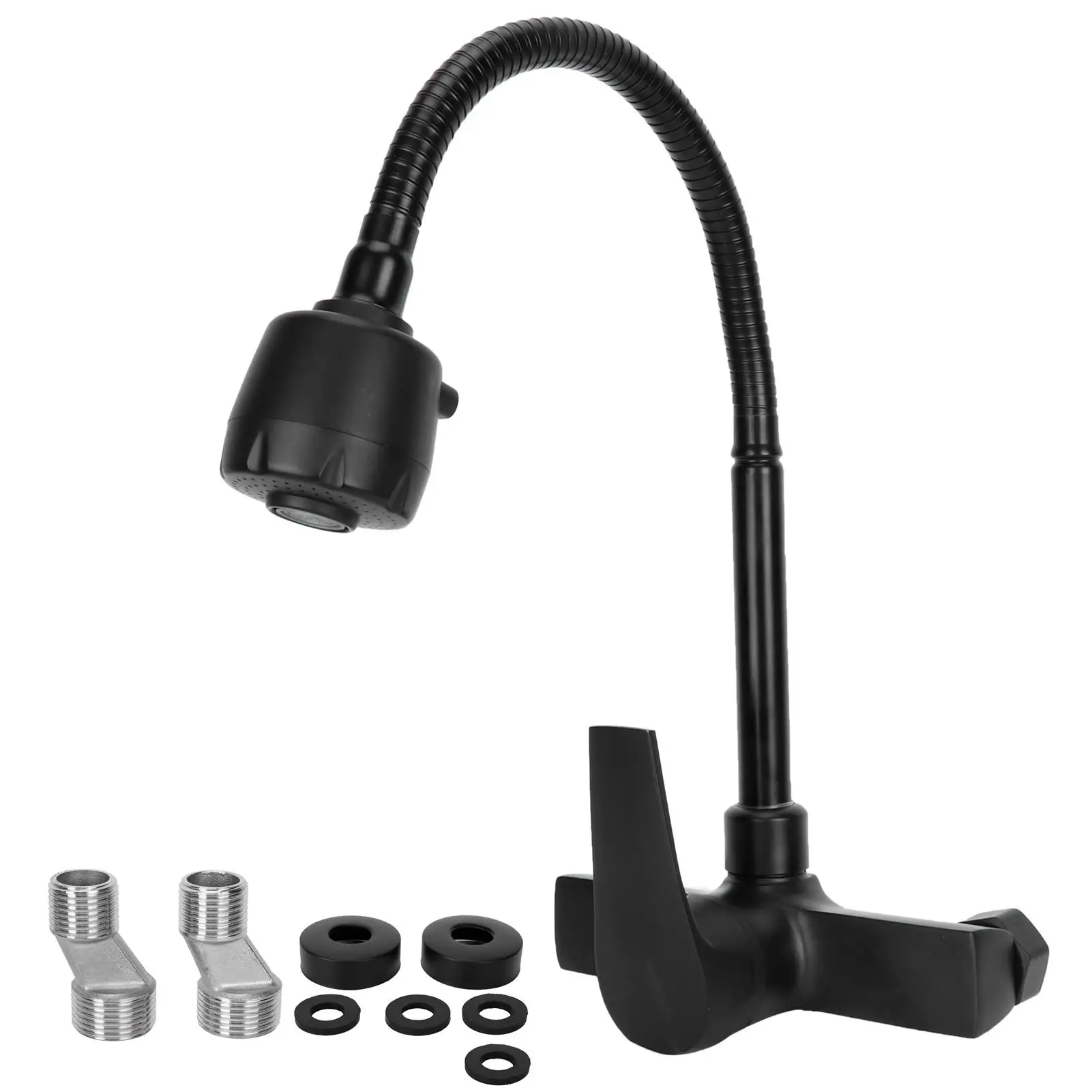 

G1/2 Wall Mounted Hot Cold Water Faucet 360 Degree Rotation Bathtub Mixer Tap Easy Installation