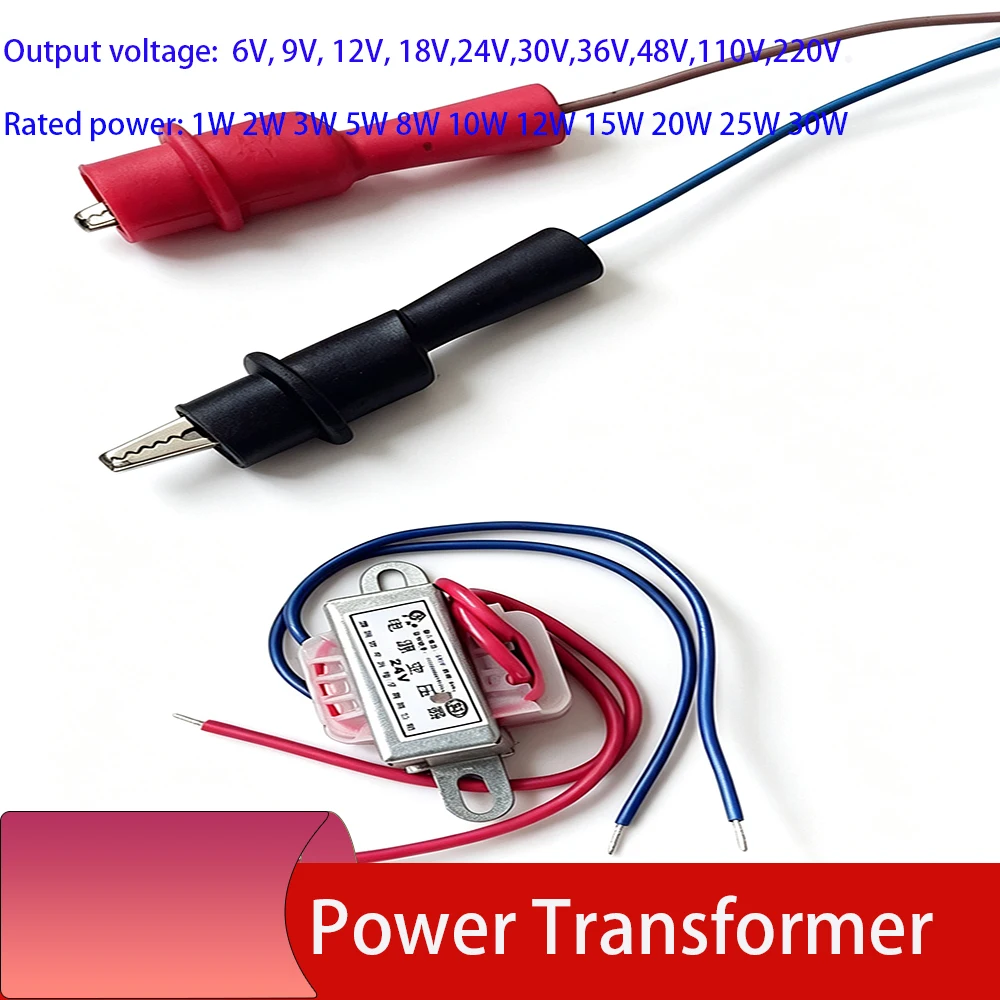 1Pcs Power Transformer Input AC 220V 50HZ Output AC 6V 9V 12V 15V 18V 24V 30V 36V 48V Single V 2 Line 1/3/5/8/10/15/20/25/30W