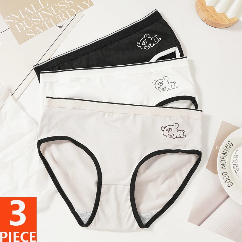 3PCS/SET Hot Sale Seamless Briefs Women Cotton Underwear Solid Simple Sports Briefs Women Mid Waist Comfortable Underpants