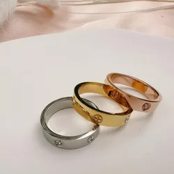 Trend Luxury Brand Cross Stainless Steel Zircon Ring With Stone For Woman Girl For Men Couple Finger Wedding Ring bague femme