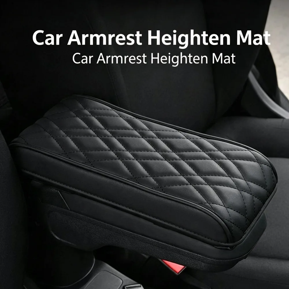 Tapete de couro pu para apoio de braço de carro, console central, almofada, proteção, espuma de memória, caixa de armazenamento, capa