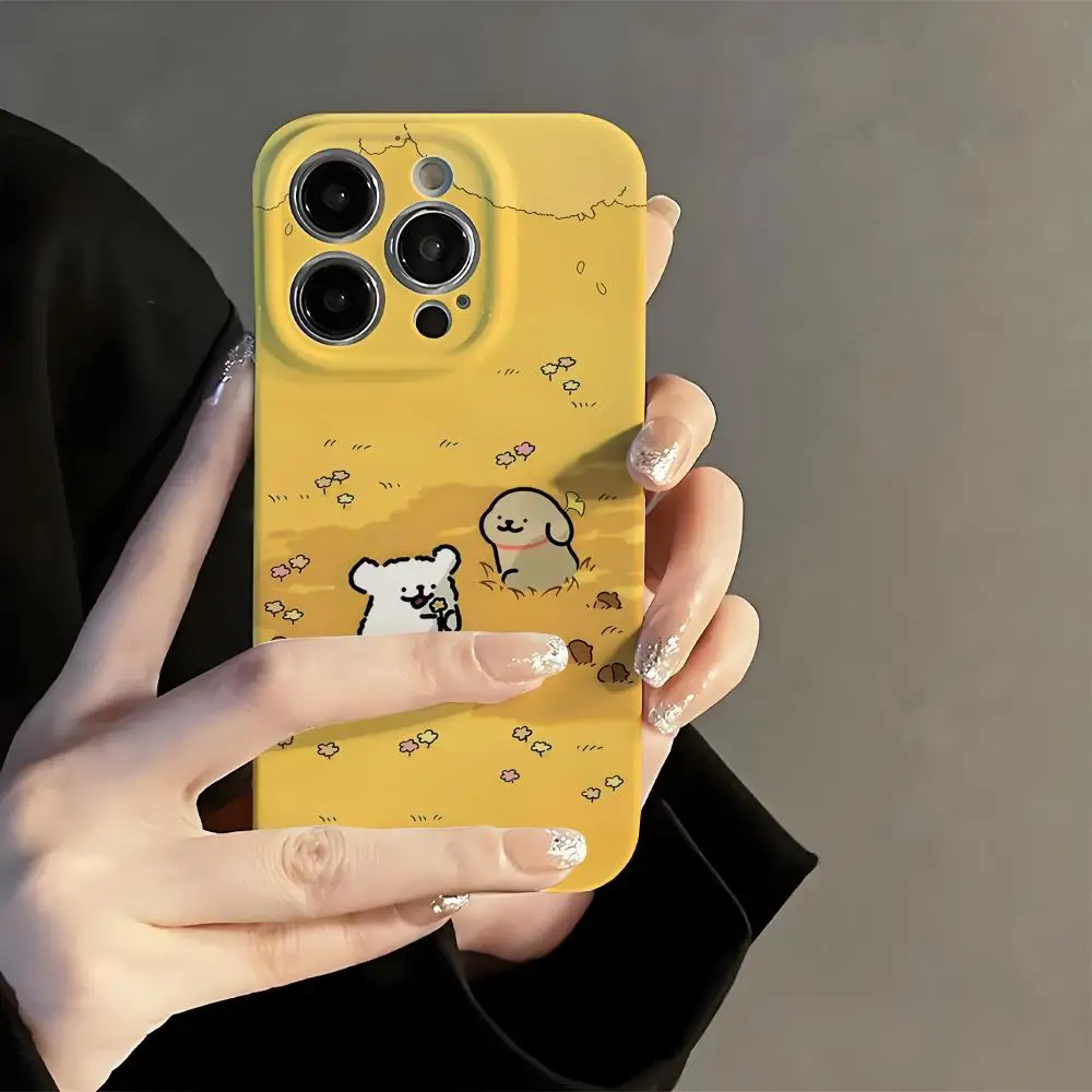 

Autumn Maltese Dog Phone Case Film Korean INS for iPhone 16 15 14 13 12 11 Pro Max Plus Luxury Cover