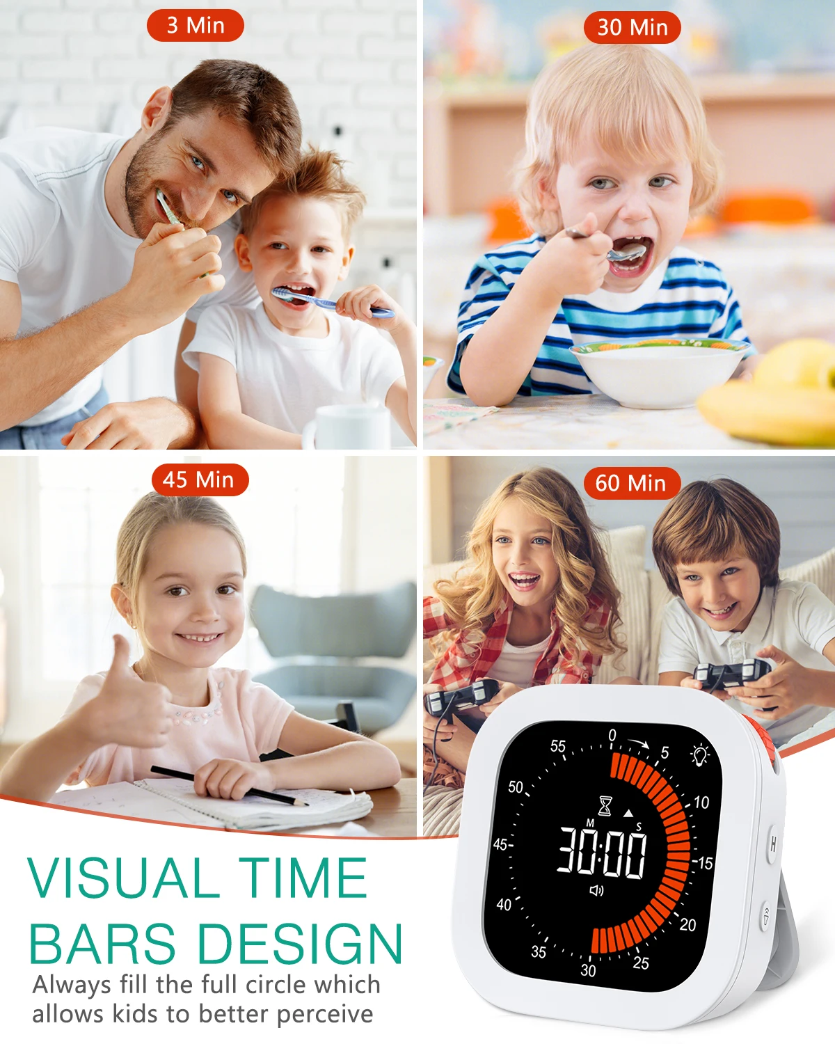 ترقية الموقت البصري القابلة لإعادة الشحن العد التنازلي الرقمي المطبخ أداة إدارة مؤقت الطبخ الميكانيكية للمنزل مكتب المدرسة #5
