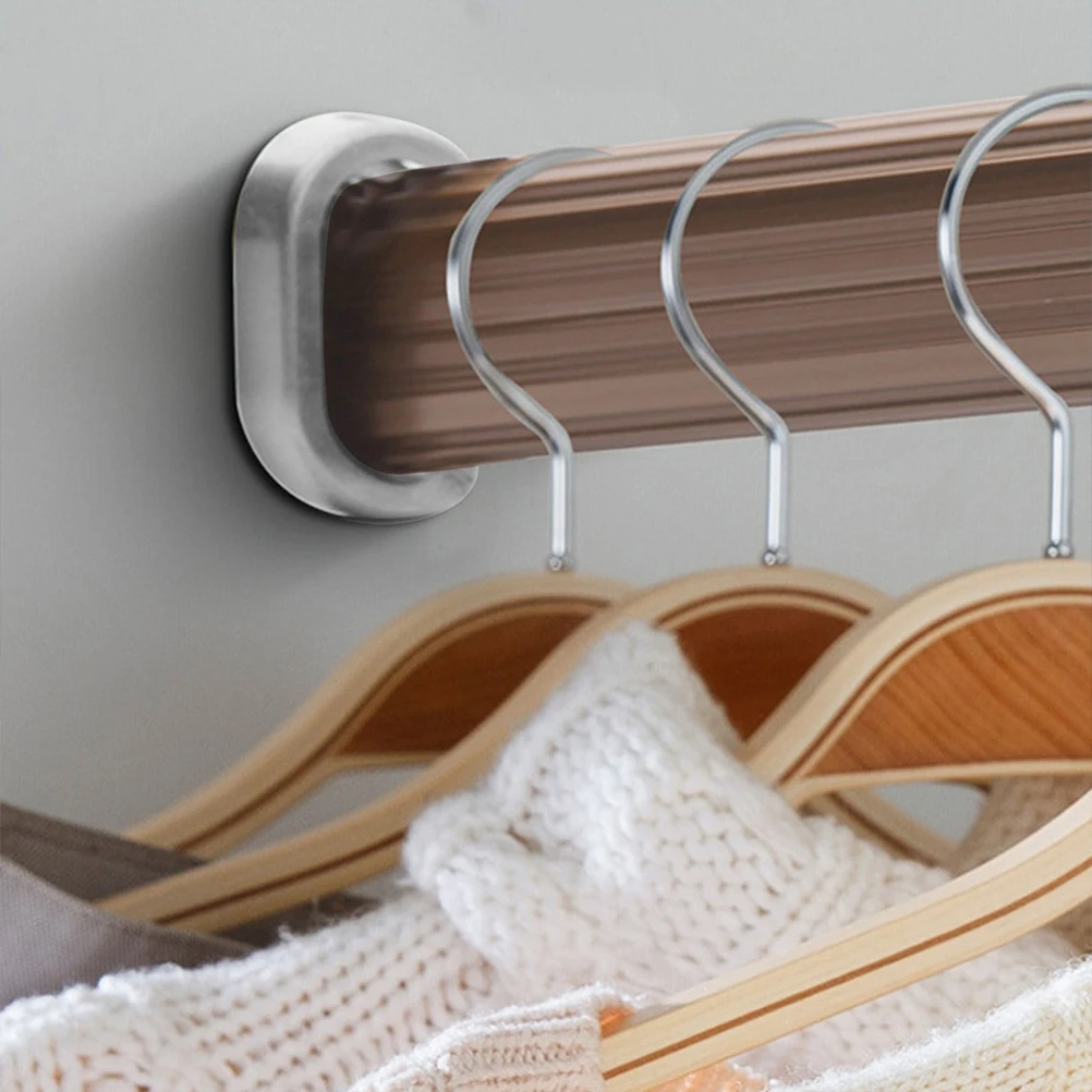 

4pcs Closet Pole Socket Alloy Flange Rod Holder For Wardrobe Bathroom Laundry Room Towel Rod Bracket Support End Cap
