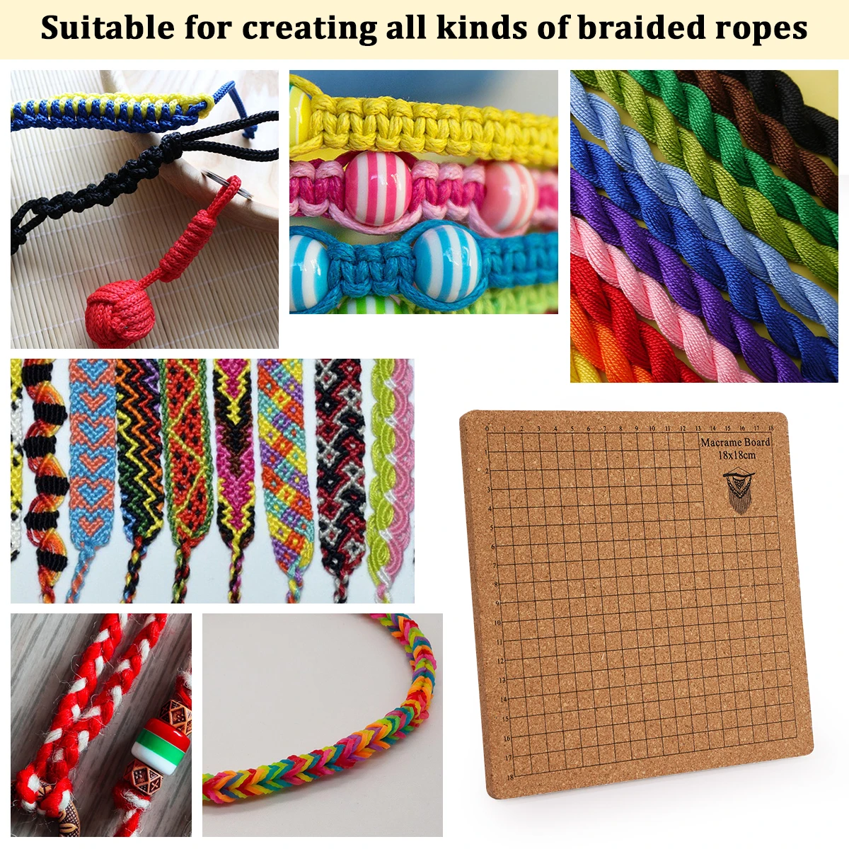 11x15 In Square Braiding Board Knitting Board Double Side Macrame Project Board with Grids for Braiding Bracelet Knotting String view 6