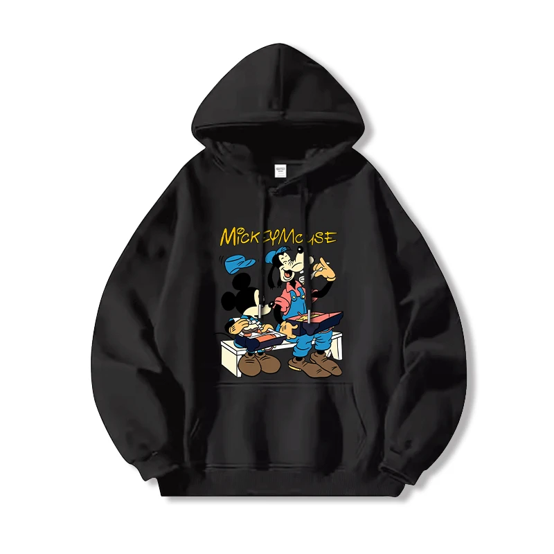 

Disney American Retro Disney Hooded Sweatshirt for Women, Mickey Mouse Goofy Donald Duck Cartoon Character Clothing Autumn Top