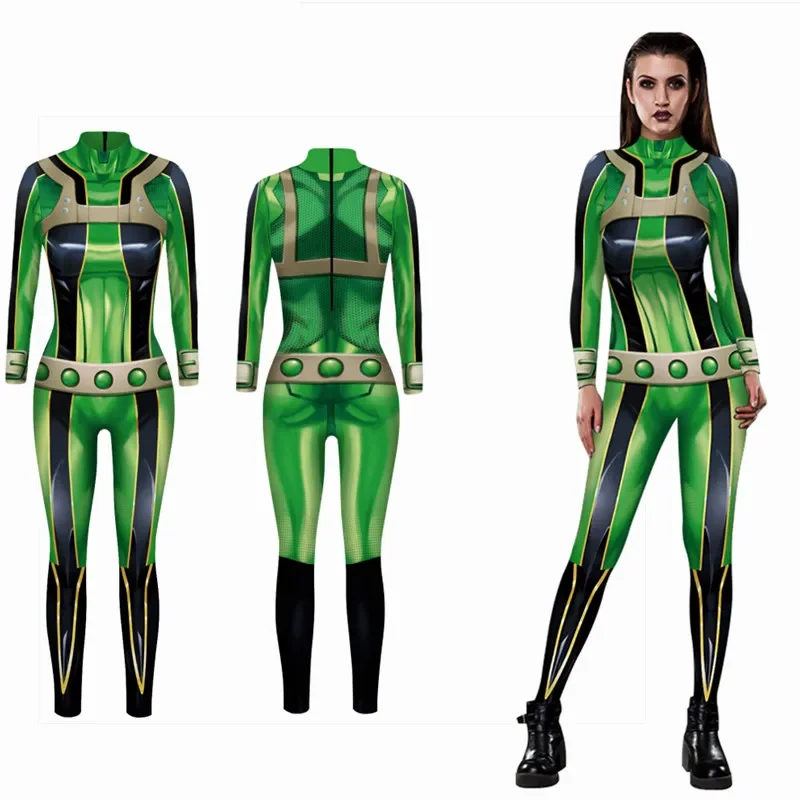 My Hero Academy Cosplay Costume Unisex Digital Printing Froppy Tsuyu Asui Bodysuit Jumpsuits Party Costume Fabric stretchable