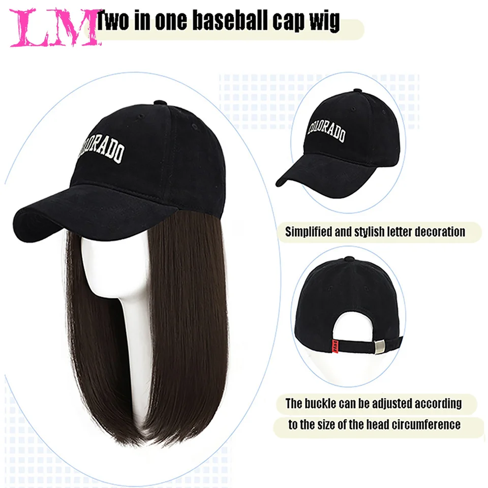 LM Long Hair Hat Wig Integrated Detachable Long Straight Hair Beret Autumn And Winter Octagonal Hat Synthetic Wig Women