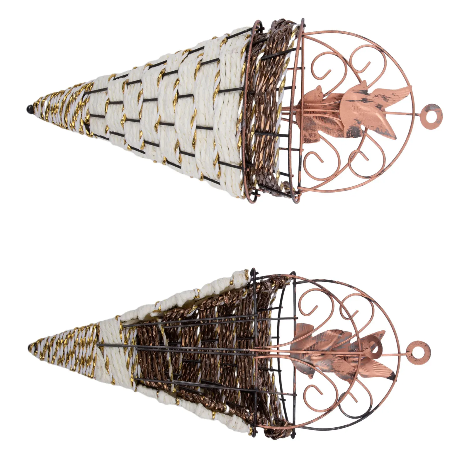 Set of 2 Rattan Plant Pot Holders for Wall Mounting Handmade Wicker Flower Basket for Garden and Home Wall Decoration
