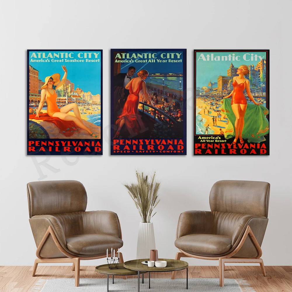 

Atlantic City Vintage Wall Art, Travel Posters, Vintage Decor