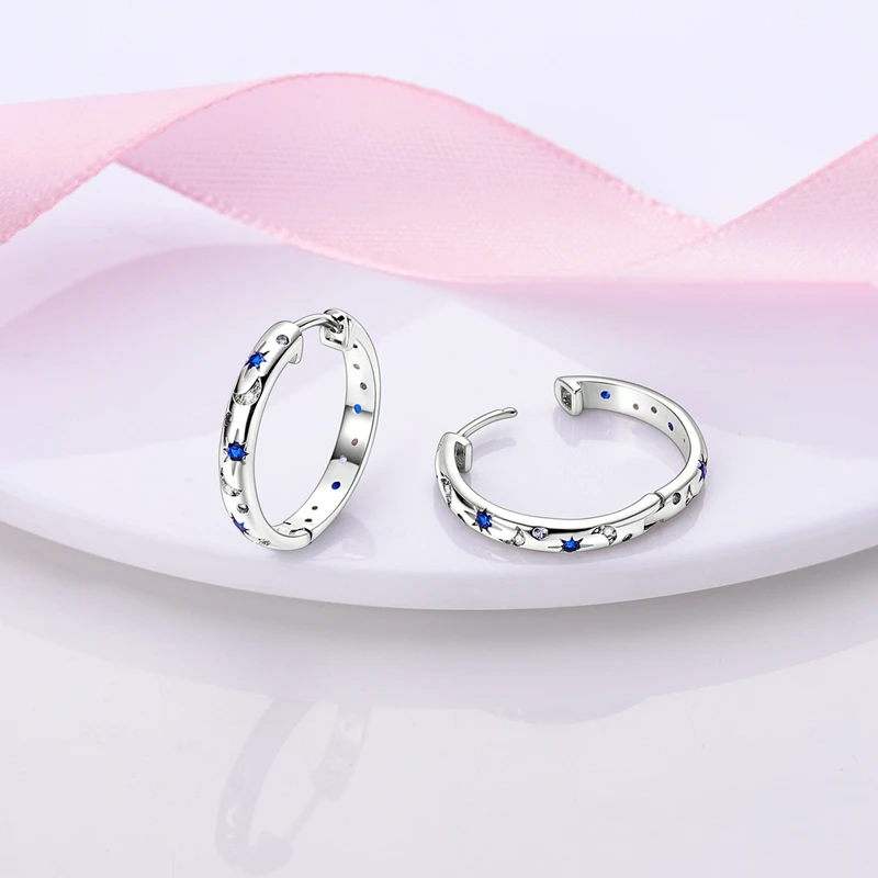 Hot 925 Sterling Silver Hoop Earrings Sparkling Starlight Butterfly Paw Print Hoop Earrings For Women Girls Fashion Jewelry Gift