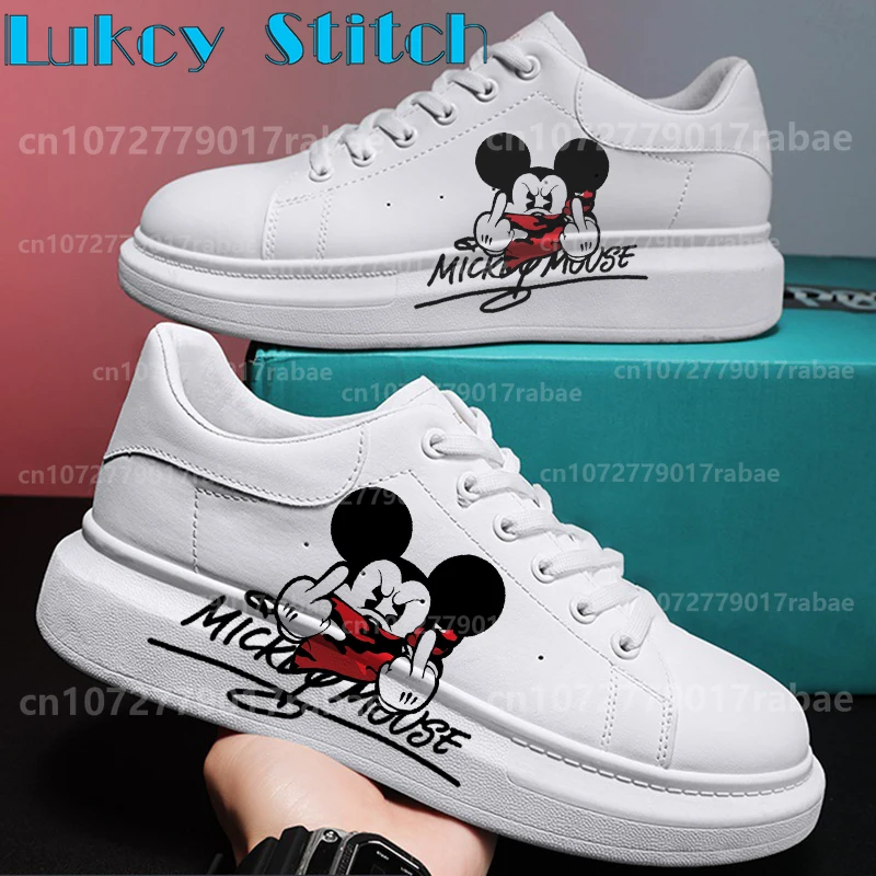 Mickey minnie buty dla par moda mężczyźni kobiety obuwie męskie platformy trampki dziewczęce Casual kateboarding mieszkania 3D graffiti