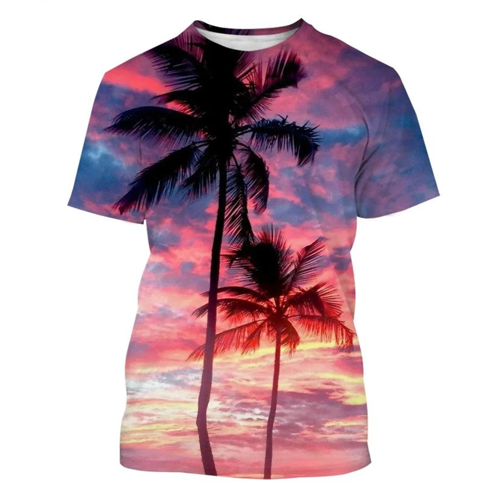 Beach Palm Tree Casual 3D Printing T-shirt Hawaii Men and Women Fashion Funny Hip-hop Cool T-shirt