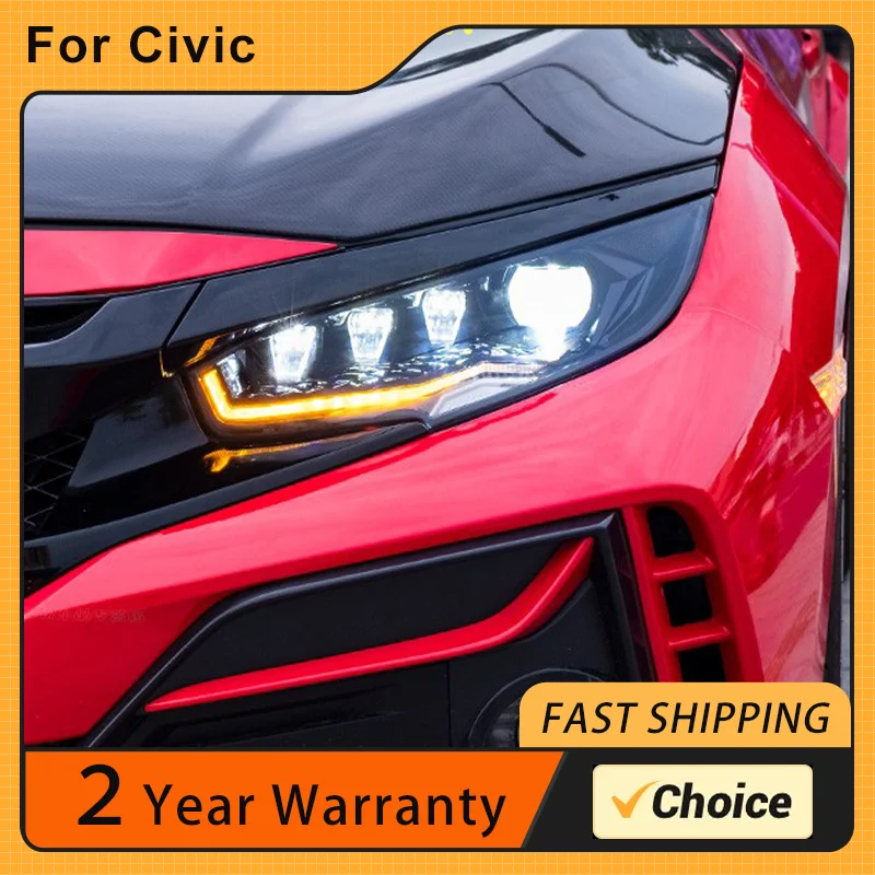 Car Headlights For Honda CIVIC 10th Gen 2016-2021 LED Head Lamp Upgrade DRL Dynamic Signal Lamp Head Lamp Front light Assembly