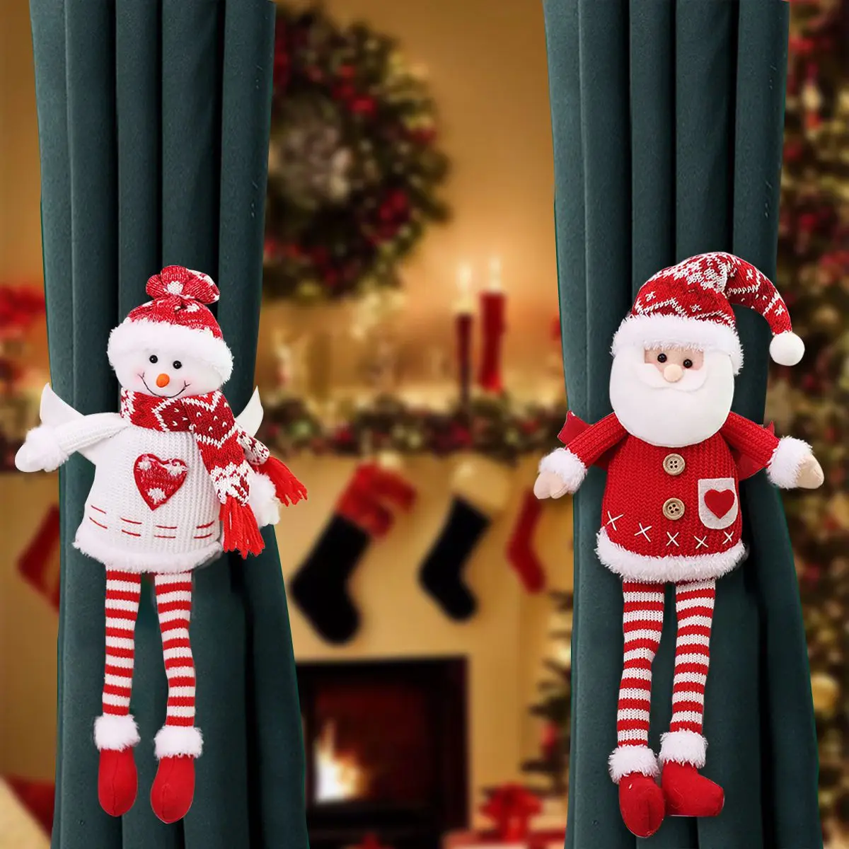 Santa Claus Elk Christmas Curtain Buckle Doll Ornament Merry Christmas Decoration for Home 2023 Xmas Gifts Navidad New Year 2024