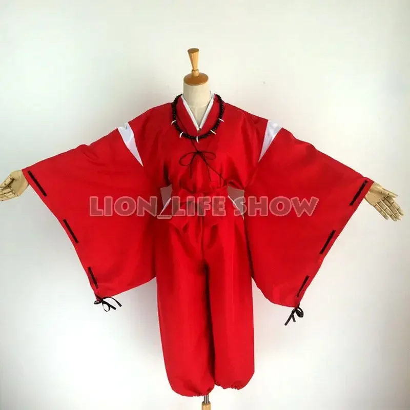 Anime Inuyasha Cosplay Costumes Red Japanese Kimono Men Robe Cosplay Costume Wigs Ears with Necklace For Halloween Party