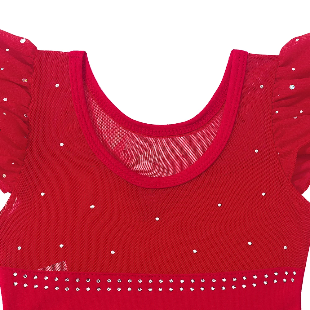 Mädchen Ballett Trikots Rüschen Ärmel Sparkle Tutu Rock Trikot Kleinkind Ballerina Mesh Tanz Kleid Kinder Gymnastik Kostüm – Detail 7