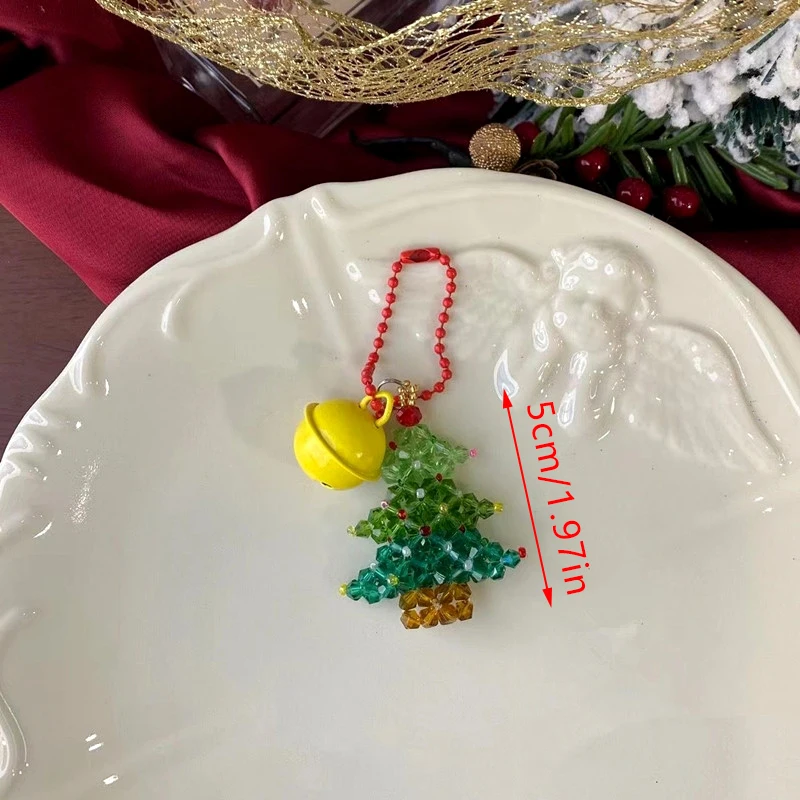 شجرة عيد الميلاد مطرز سلسلة الهاتف لطيف اليدوية مطرز سلسلة الهاتف مكافحة خسر الحبل حقيبة ديكور هدية عيد الميلاد #6