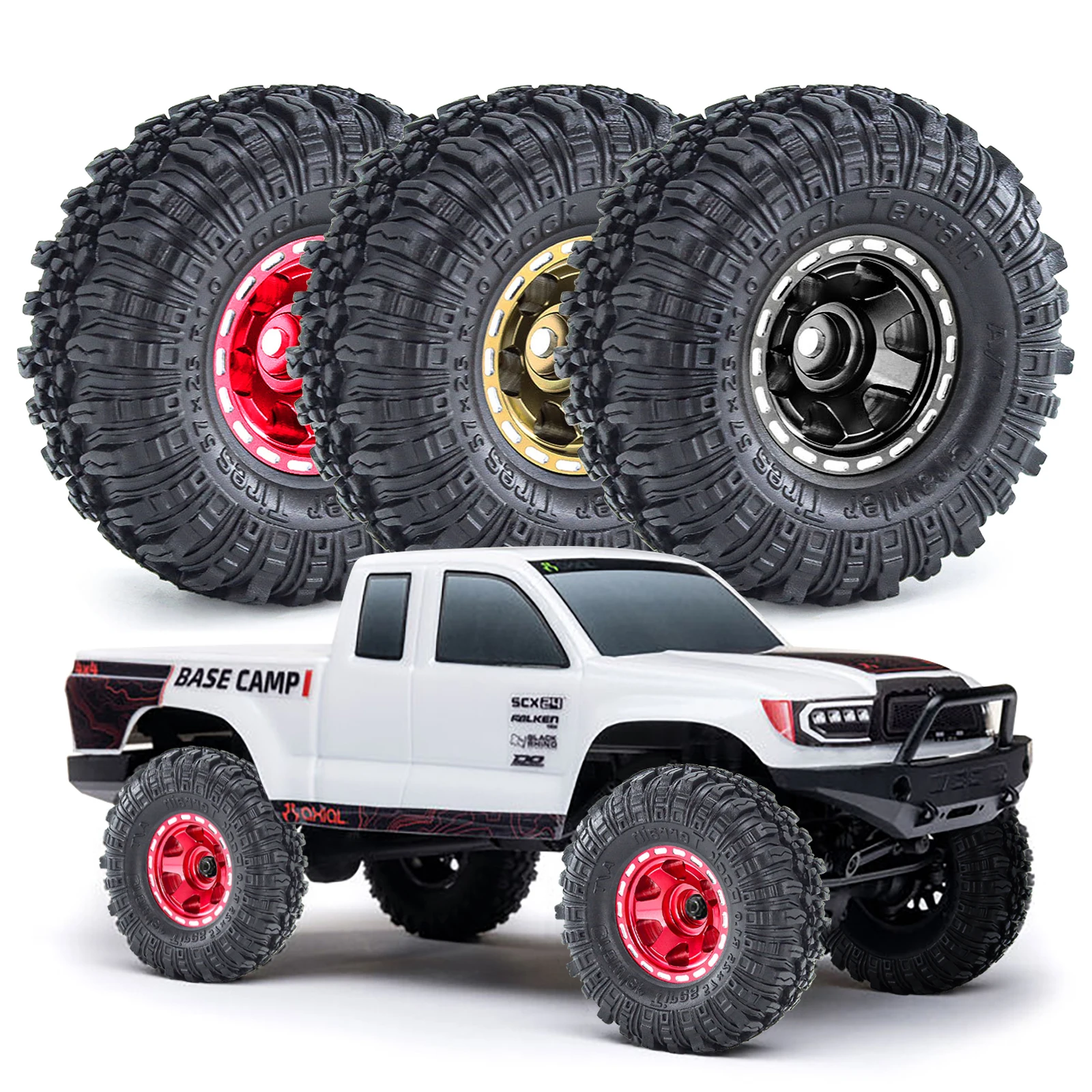 

1.0 inch Metal Beadlock Wheel Rim & Rubber Tire for 1/18 1/24 Axial TRX4M SCX24 AX24 FCX24 RC Cralwer Car Upgrade Parts