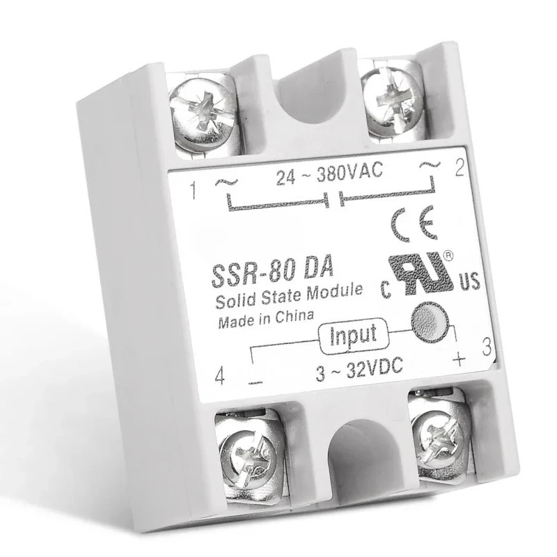 SSR-80DA Relé  estado sólido industrial 80A 80DA SSR 80 DA Voltaje  control  entrada 3-32V 12V CC y carga  salida 24-380