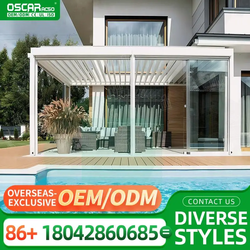 

Motorized Electric Folding Louvered Bioclimatic Outdoor Aluminum Pergola Gazebo for Garden Patio Poolside pergola
