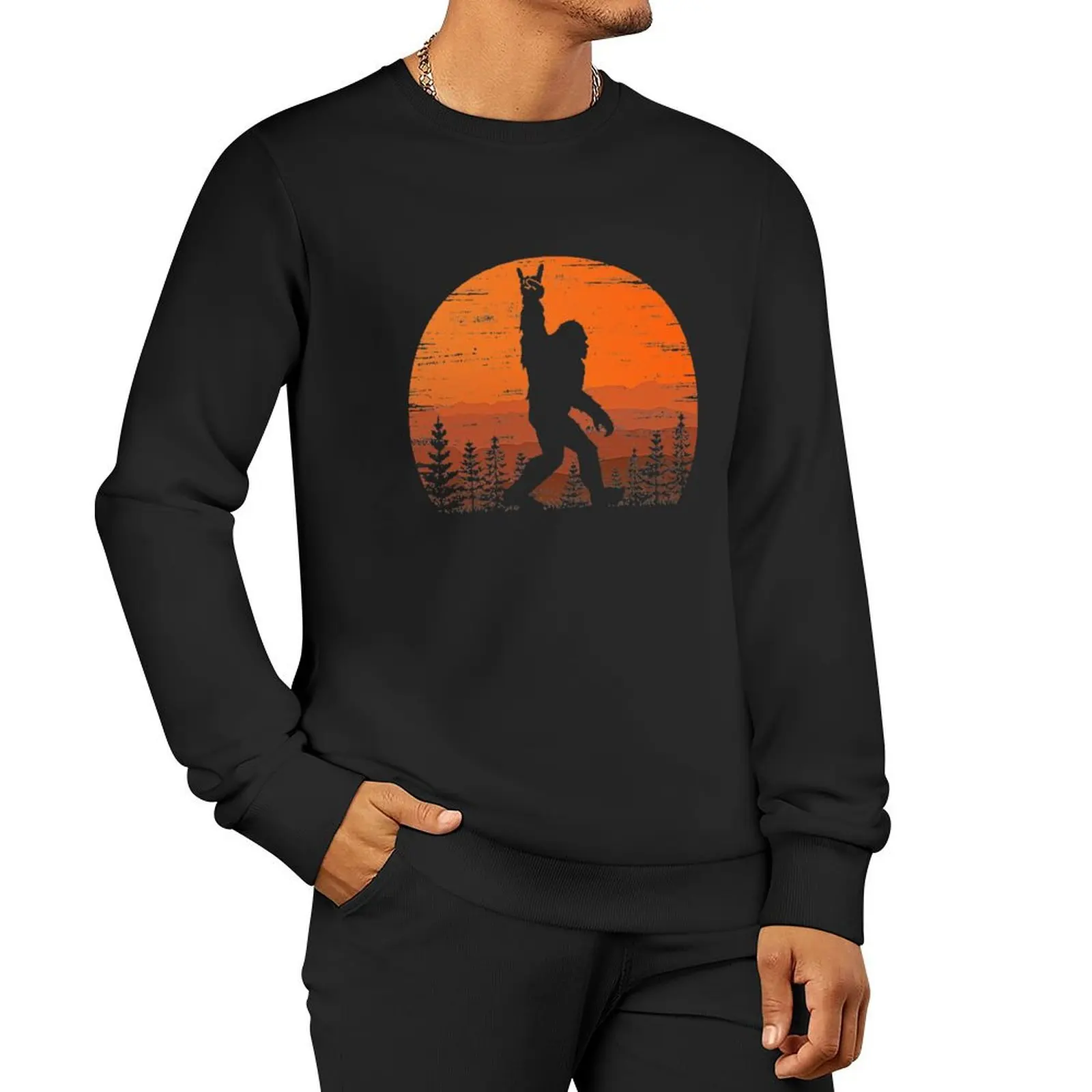 Funny Retro Bigfoot Rock Roll Shirt Forest Sasquatch Believers Birthday Sweatshirt anime clothes new in hoodies & sweatshirts