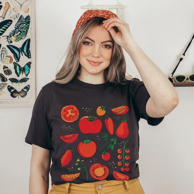 Tomato Shirt Fruit Botanical Tee Cottagecore Clothing Vegan Shirts Garden T Shirt Vegetable T Shirt Fruit Tee Aesthetic Clothes