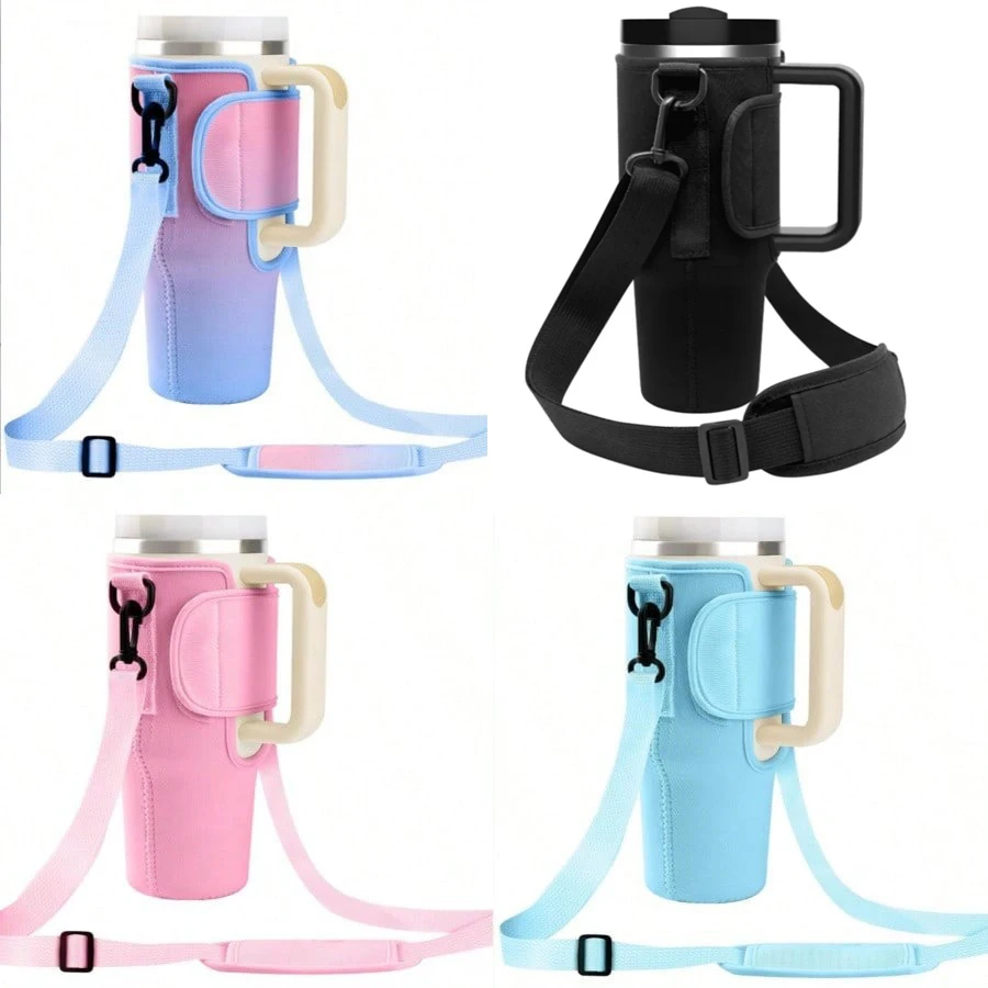 1pc saco de suporte de garrafa de água para copo de grande capacidade com alça manga de copo de garrafa de água com alça de ombro ajustável