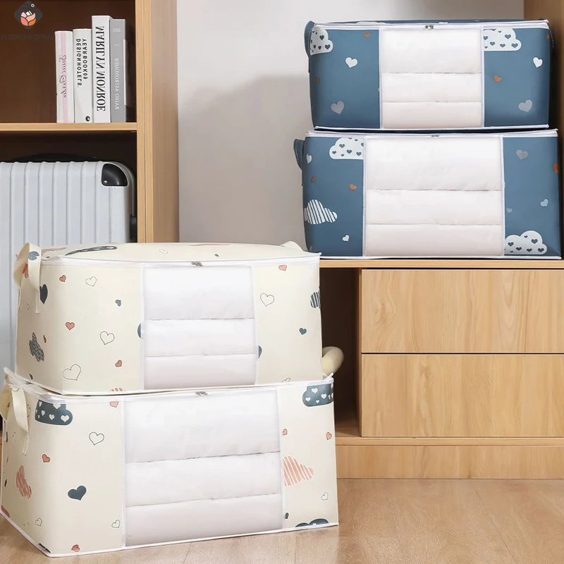 Quilt Storage Bag, Multifunctional, Visible Window, Large Capacity Clothing Atorage Bag, Dormitory Mobile Storage Bag