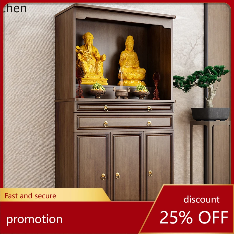 ZML Standing Cabinet Guanyin Buddha Statue Cabinet Altar Shrine Standing Cabinet Bodhisattva Worship Table