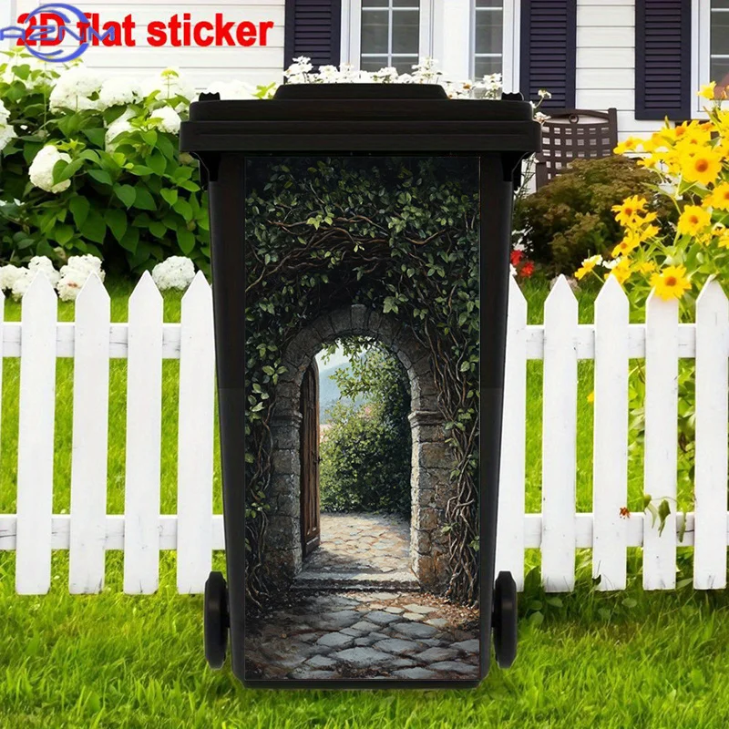 Ivy Covered Stone Arch Stickers | Rustic Exterior Trash Can Decoration, Suitable For Foyer, Porch, Living Room, Bedroom, Offic
