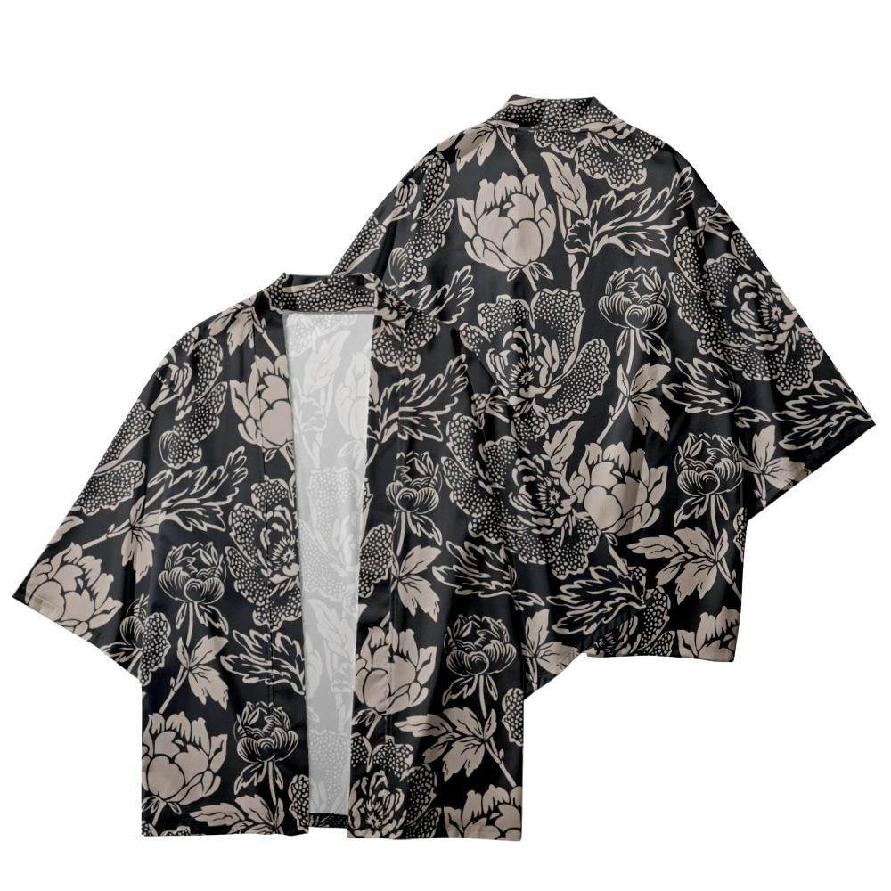 Fashion Vintage Flower Print Traditional Haori Robe Women Men Japanese Beach Yukata Clothing Cosplay Cardigan Shirts Kimono