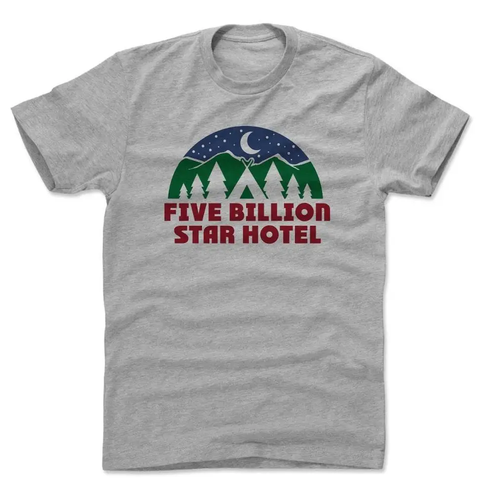 Funny Camping Men's Cotton T Shirt Wilderness Outdoors Five Billion Star Hotel