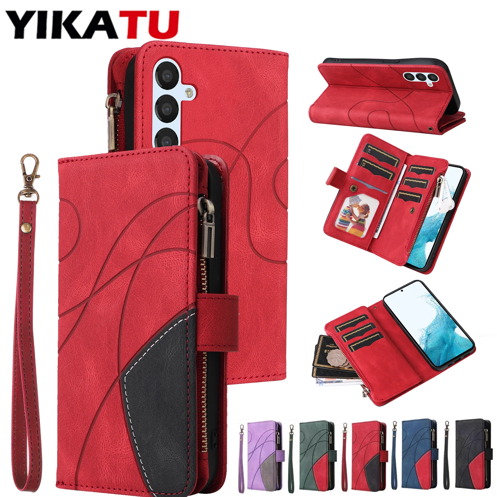 

Storage Compartment Wallet Case For Samsung Galaxy S20 FE S10 Lite M80S M60S M52 M32 M23 M22 F23 Leather Phone Card Slot Cover