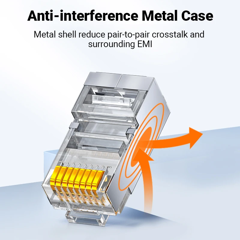 Hoolnx STP RJ45 Connectors, CAT6 Shielded 50μ Gold-Plated 8P8C Lan Modular Plugs Crimp End for Network Ethernet Cable